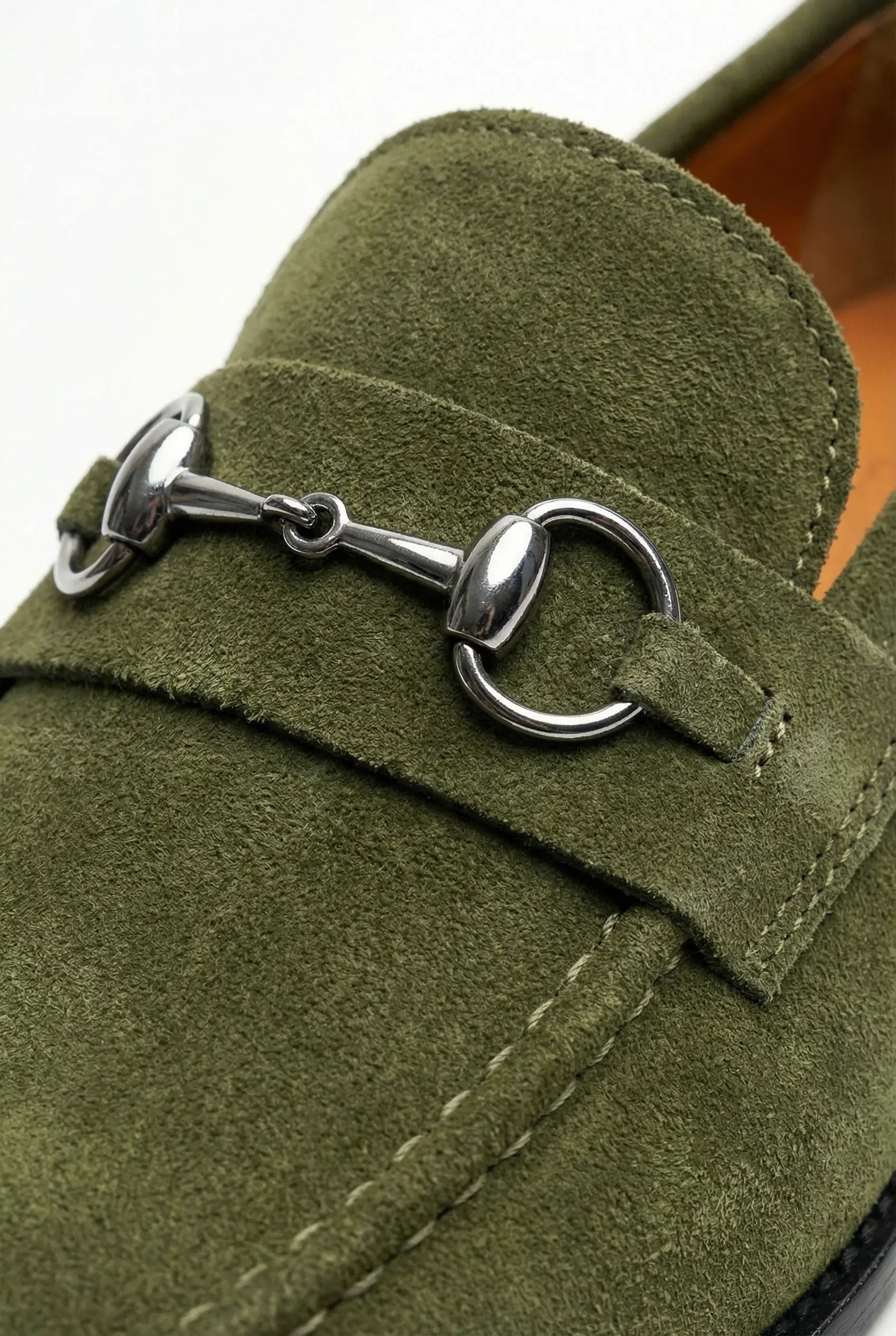 JOHN FOSTER  MOCASSINS EN DAIM VERT POUR HOMMES